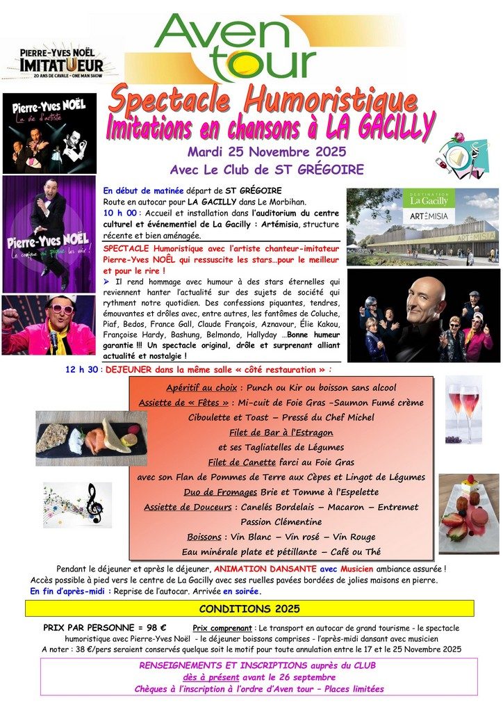 Journée Noël La Gacilly Spectacle Humour Mardi 25 Novembre 2025 Saint-Grégoire